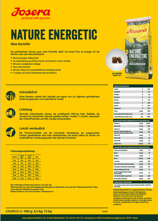 Josera Nature Energetic, 12,5 kg