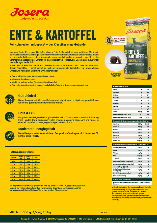 Josera Ente & Kartoffel, 900g