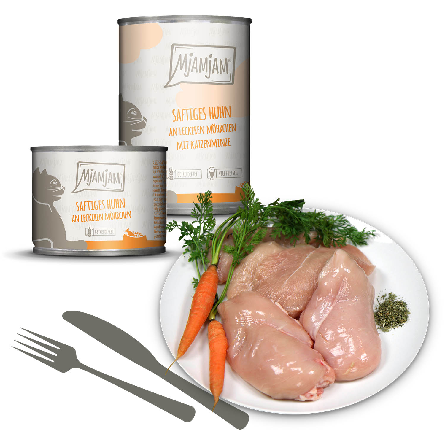 MjAMjAM saftiges Huhn an leckeren Möhrchen, 200g