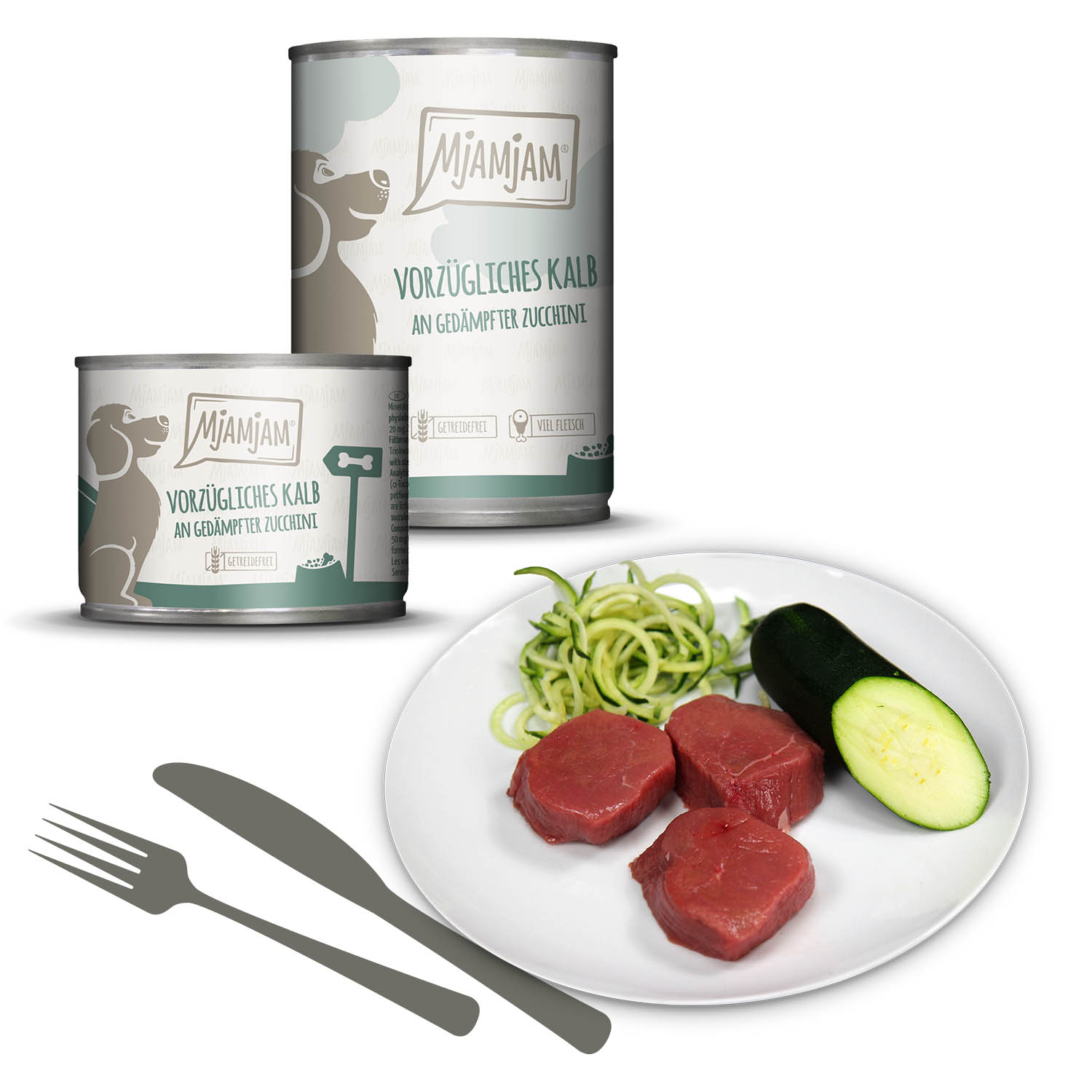 MjAMjAM vorzügliches Kalb an gedämpfter Zucchini, 200g