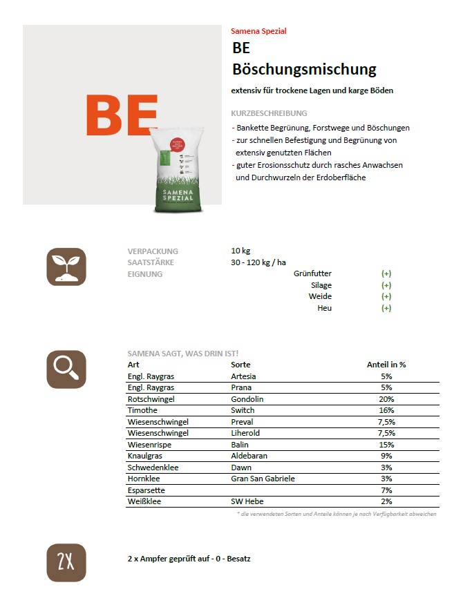 Böschungsmischung für 800-3000m2, 10kg