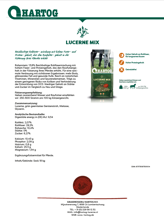 Hartog Luzernemix, 18kg