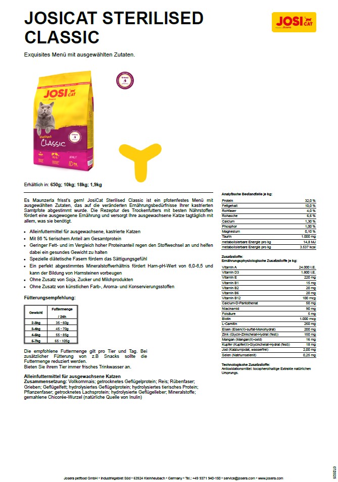 JosiCat Sterilised Classic, 10kg